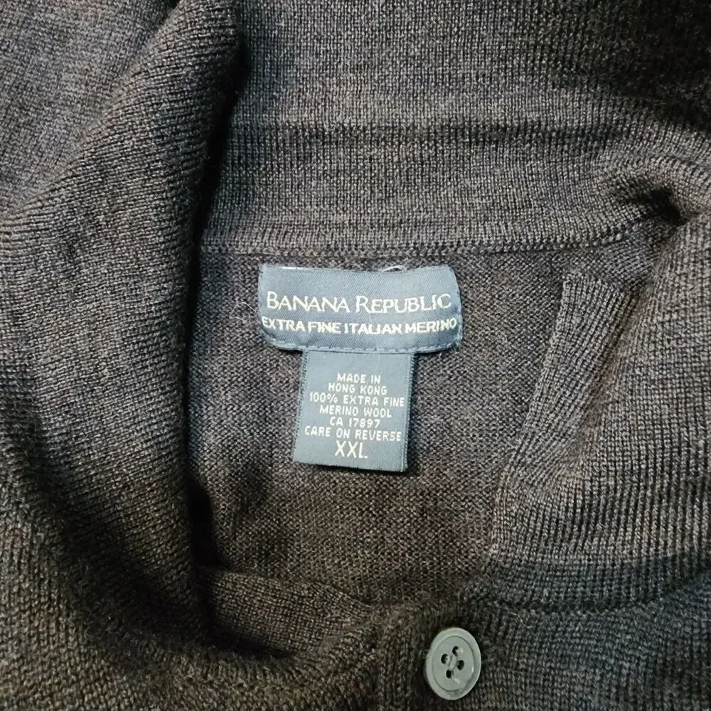 Banana Republic LS Extra Fine Italian Merino Wool Men's Sweater Brown Size XXL
